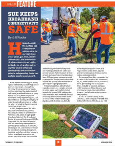 A screenshot of the subsurface utility engineering article written by Bill Wudte for Trenchless Technology Magazine's June/July 2024 issue. 