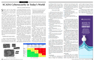 A screenshot of the SCADA Cybersecurity article written by Mike Stoup for Florida Water Resources Journal's September 2023 issue.