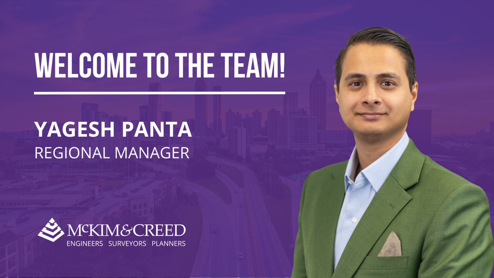 McKim & Creed, a leading engineering and geospatial services firm, is pleased to announce that Yagesh Panta has joined the firm as a Regional Manager and will assist in growing our water and wastewater business in Georgia.