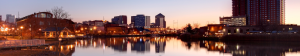 An image of the skyline in Wilmington, Delaware at dusk.