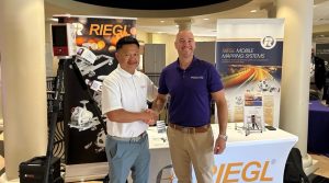 RIEGL USA’s Sr. Business Development Manager Tan Nguyen with McKim & Creed’s National Director of Business Development and Geospatial Services Matt LaLuzerne during the 2025 Topodot User Conference.